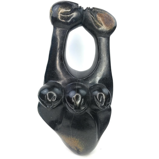 Family of Five Sculpture – Kissing Parents in Springstone Serpentine