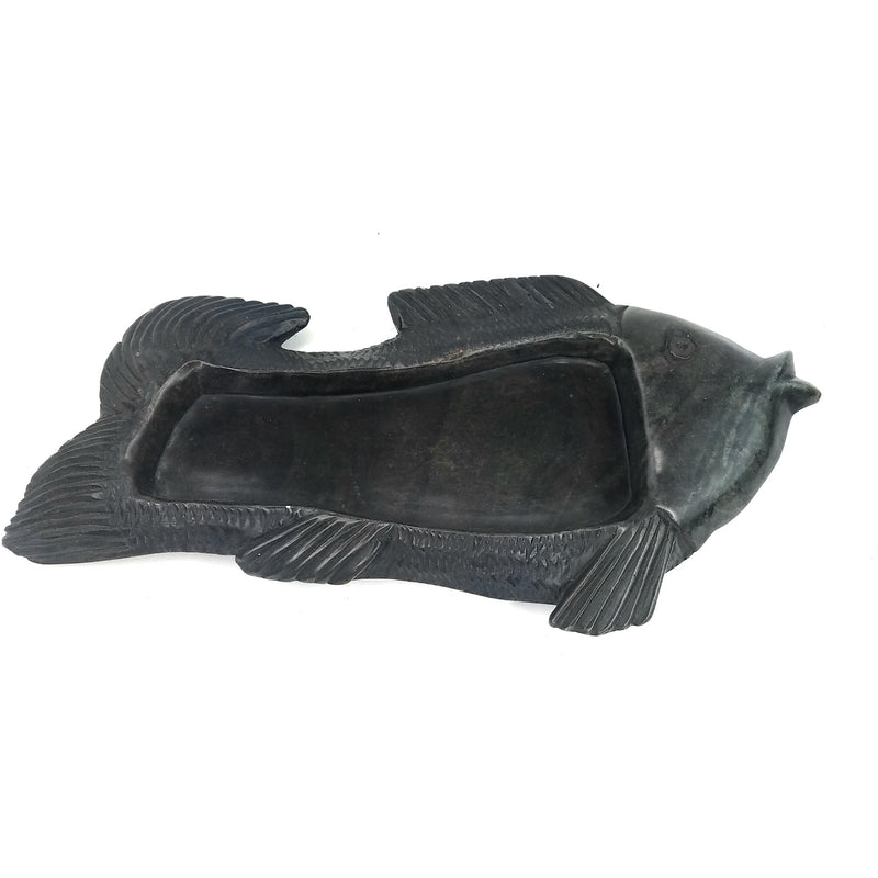 Fish Stone Soap Dish / Ashtray – Black Serpentine | Handmade in Zimbabwe