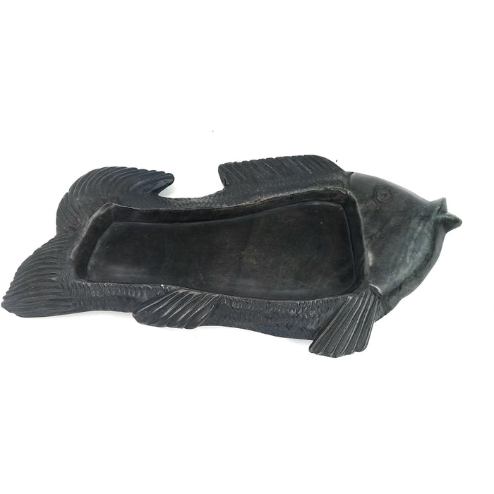 Fish Stone Soap Dish / Ashtray – Black Serpentine | Handmade in Zimbabwe