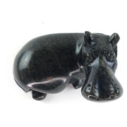 Glossy Black Hippo Sculpture – Hand Carved Shona Stone Zimbabwe