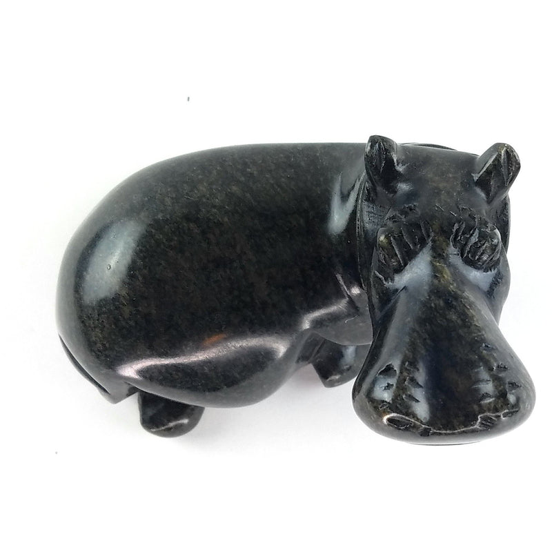 Glossy Black Hippo Sculpture – Hand Carved Shona Stone Zimbabwe