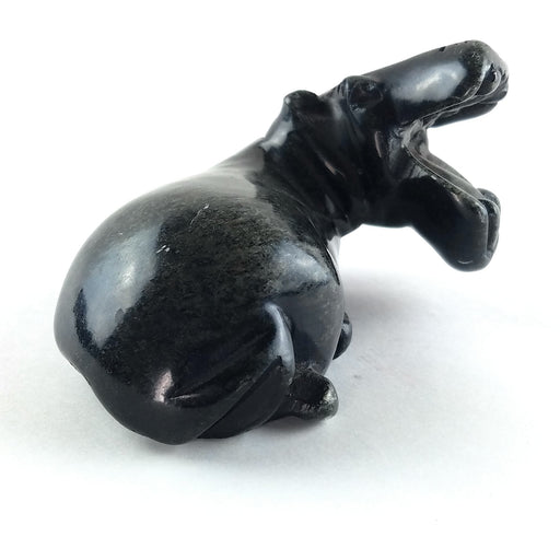 Glossy Black Hippo Sculpture – Shona Stone Zimbabwe