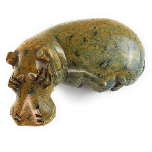 Golden Tone Hippo Sculpture – Hand Carved Stone Zimbabwe