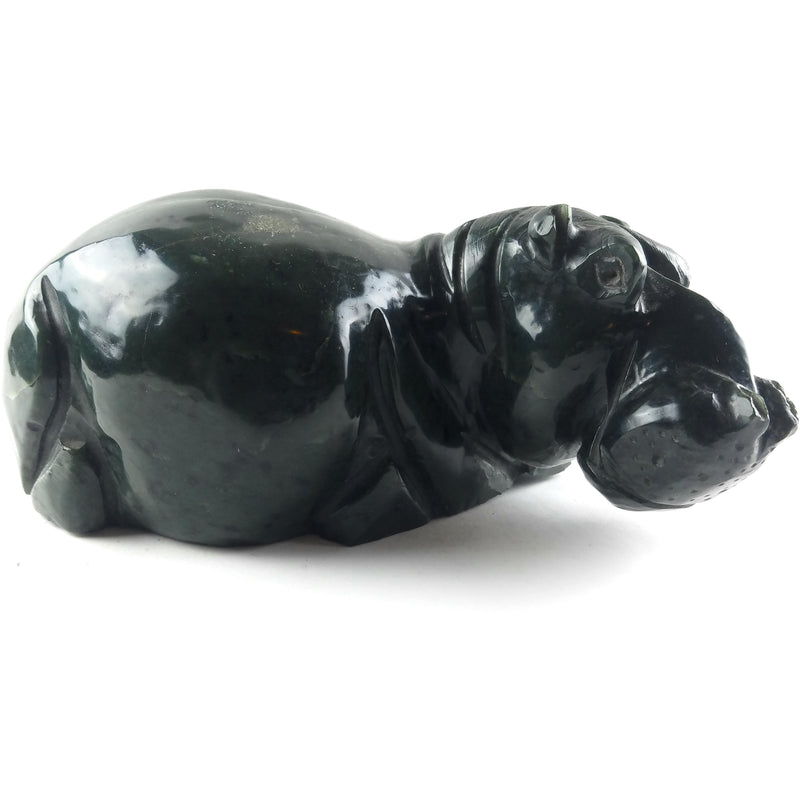 Green Hippo Sculpture | Zimbabwe Stone Art