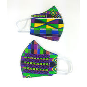 Green Kente African Print Face Mask | Reversible Cotton Mask