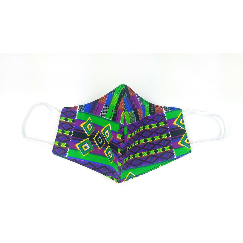Green Kente African Print Reversible Face Mask – Handmade Cotton