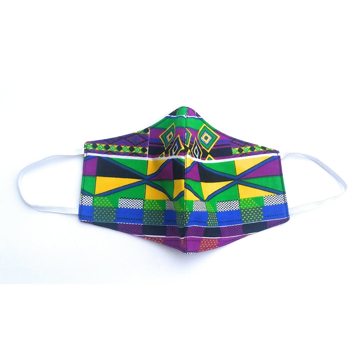 Green Kente African Print Reversible Face Mask – Handmade Cotton