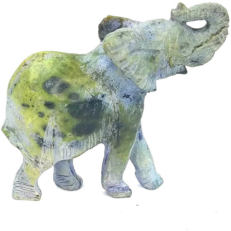 Green Serpentine Elephant Statue 4” Zimbabwe
