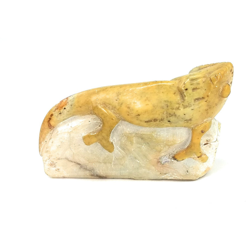 Hand-Carved African Chameleon Statue