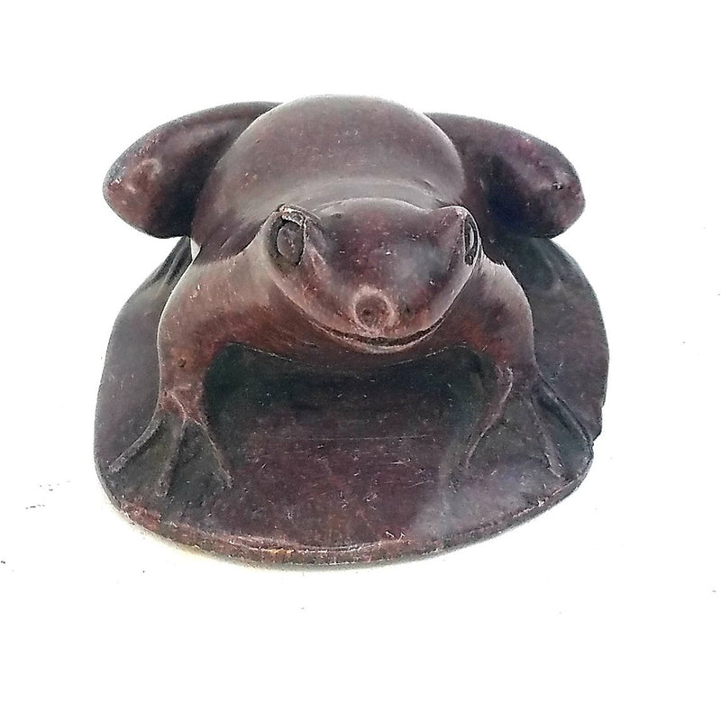Hand-Carved African Frog Statue