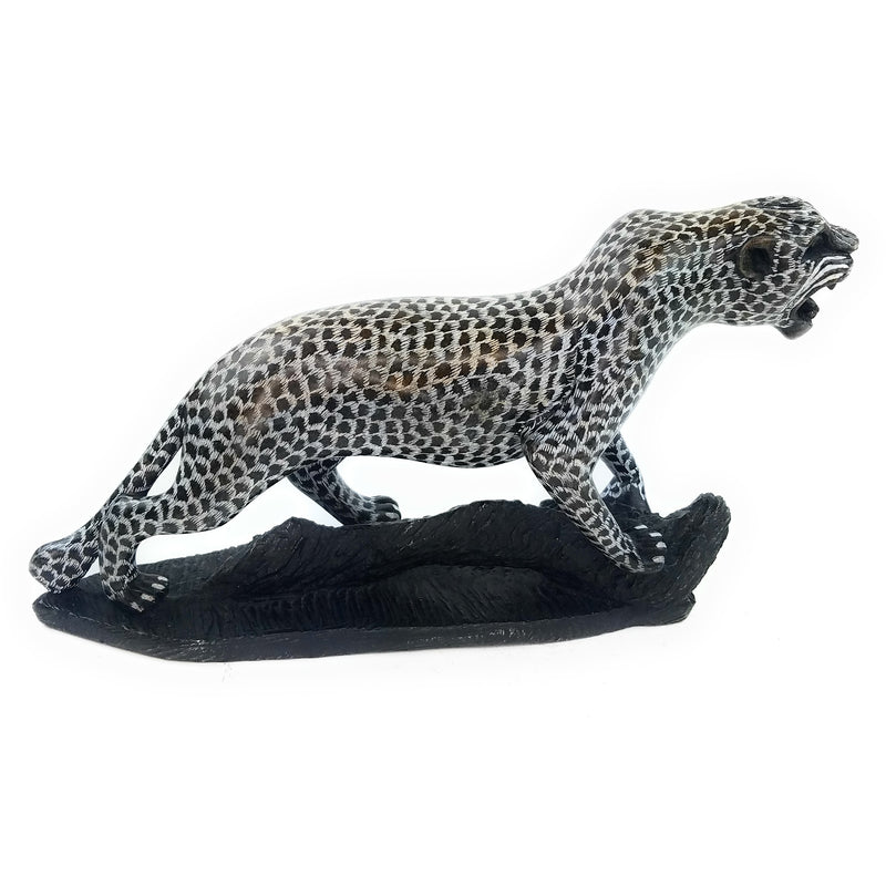 Hand-Carved African Leopard Sculpture