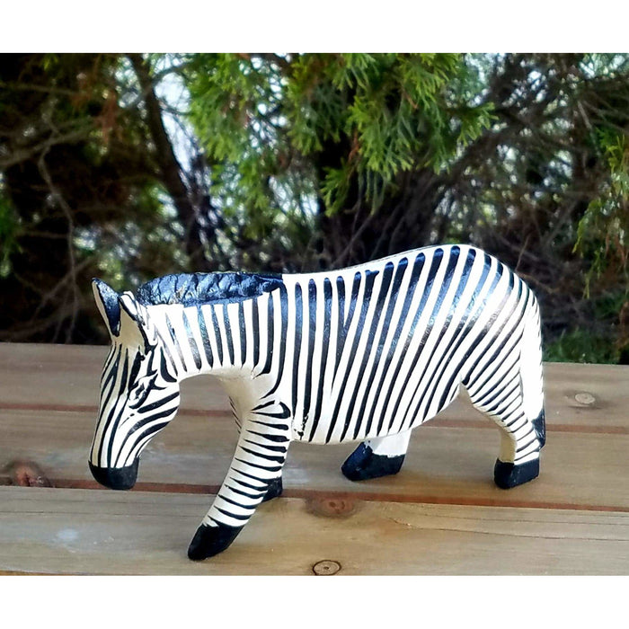 Hand-Carved African Wooden Zebra Sculpture – Maasai Art from Kenya