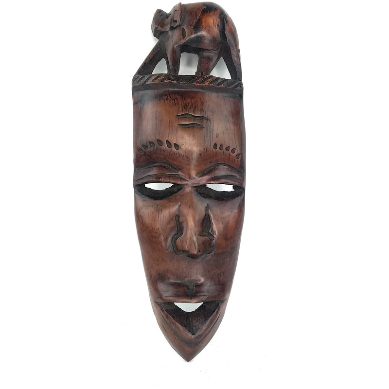 Hand-Carved Ebony Wood Tribal African Mask – Shona Art from Zimbabwe
