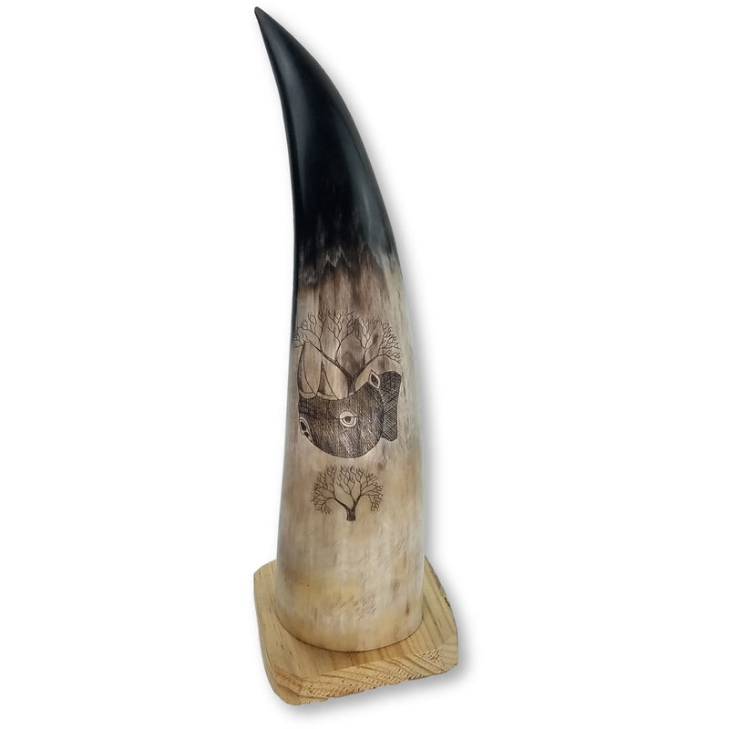 Hand-Carved Nguni Cow Horn Scrimshaw