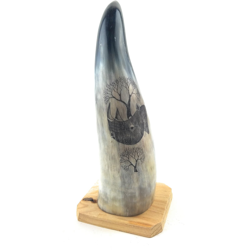 Hand-Carved Nguni Cow Horn Scrimshaw