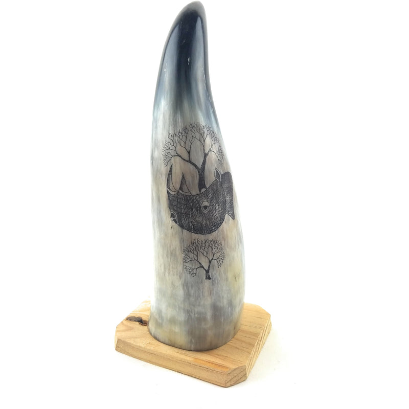 Hand-Carved Nguni Cow Horn Scrimshaw