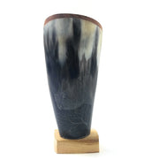 Hand-Carved Scrimshaw Cow Horn Pen & Pencil Holder