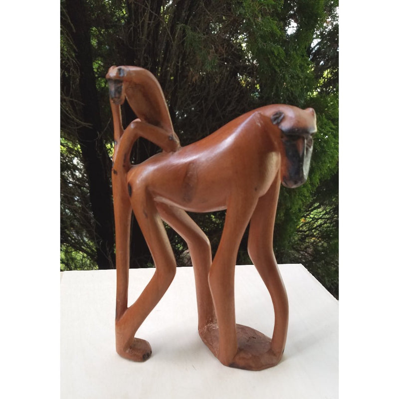Hand-Carved Wooden Baboon Sculpture – Shona Art from Zimbabwe