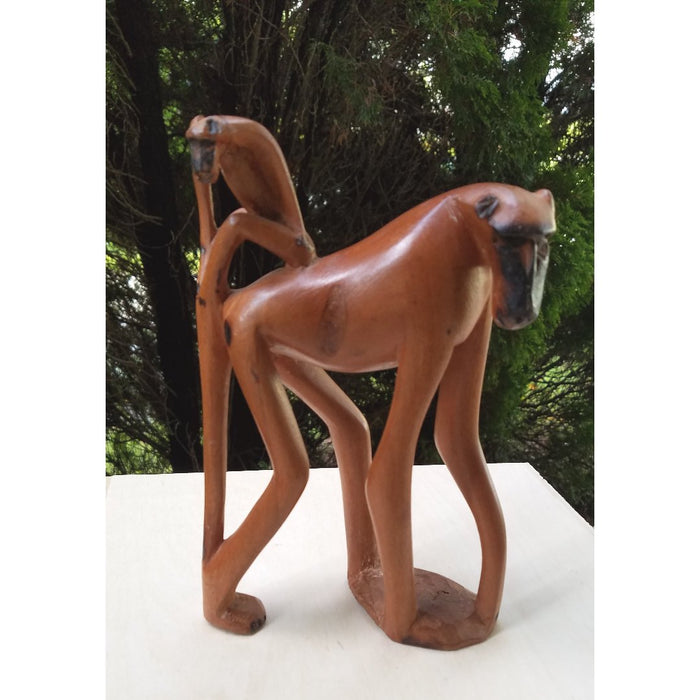 Hand-Carved Wooden Baboon Sculpture – Shona Art from Zimbabwe