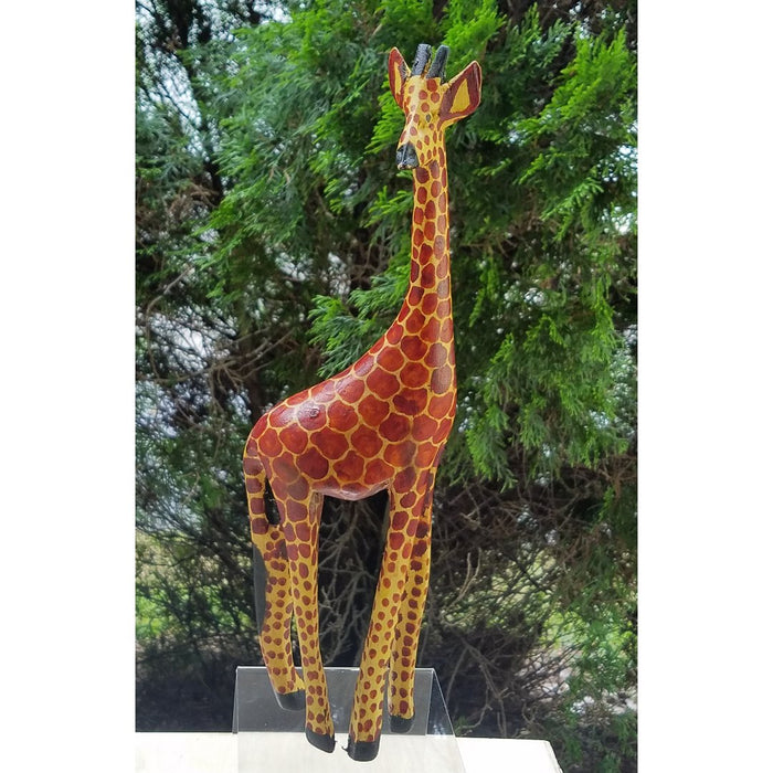 Hand-Carved Wooden Giraffe Sculpture | African Art from Kenya