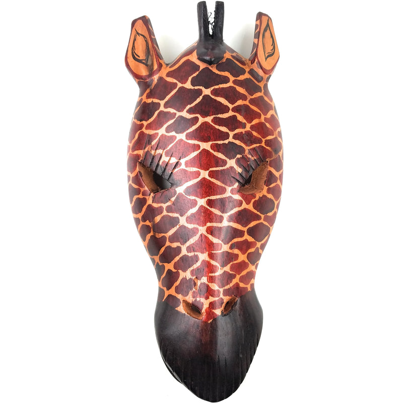 Hand-Carved Wooden Giraffe Wall Mask – Kenyan Safari Art