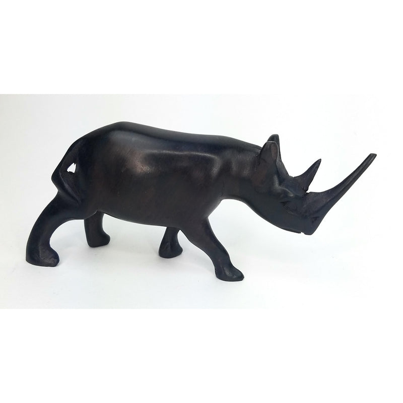 Hand-Carved Wooden Rhino Sculpture | African Art from Kenya