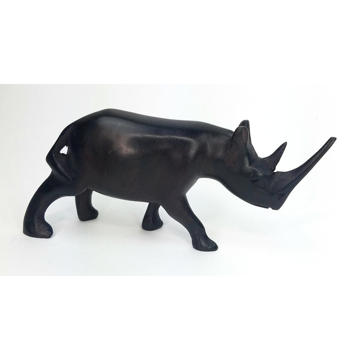 Hand-Carved Wooden Rhino Sculpture | African Art from Kenya