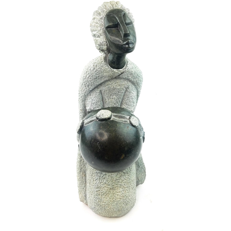 Opal Stone Mbira Player Sculpture | Handmade Shona Art