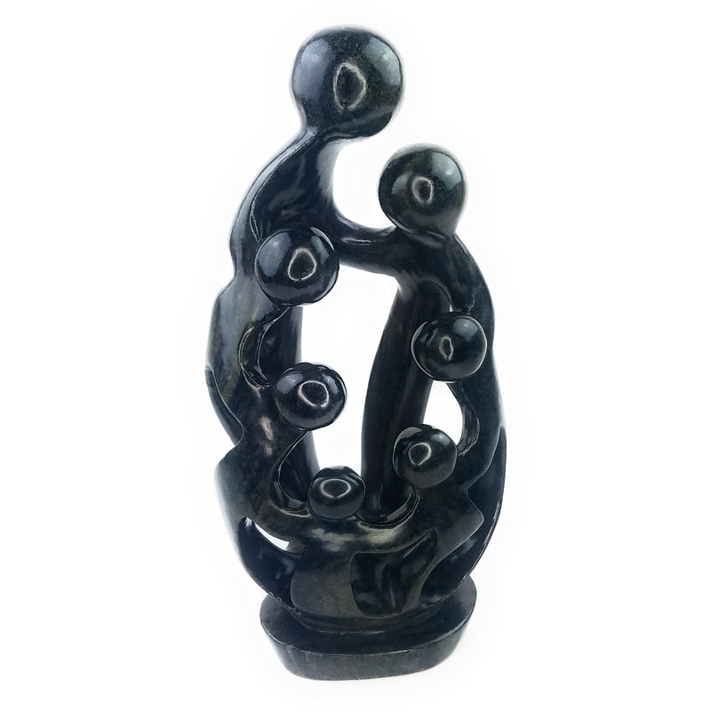 Handcrafted Shona Ukama Family of 7 – Serpentine Sculpture from Zimbabwe