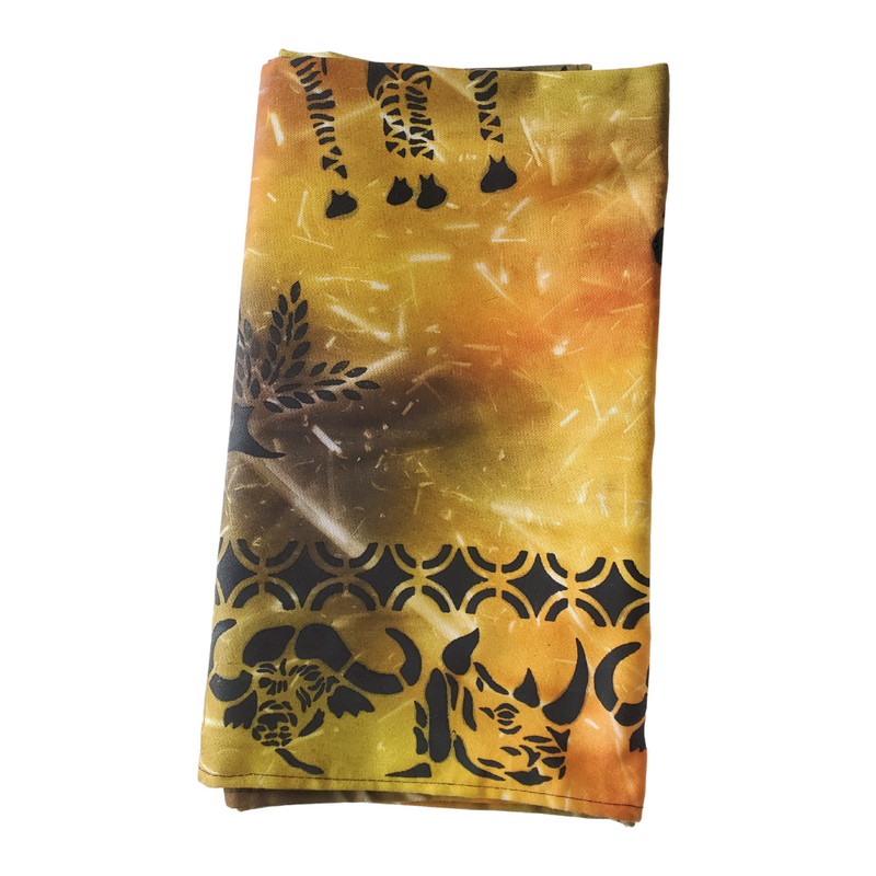 Handmade African Safari Animal Tablecloth – Earth Tones – Fair Trade from Zimbabwe