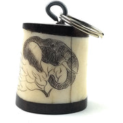 Handmade African Scrimshaw Cow Bone Keychain
