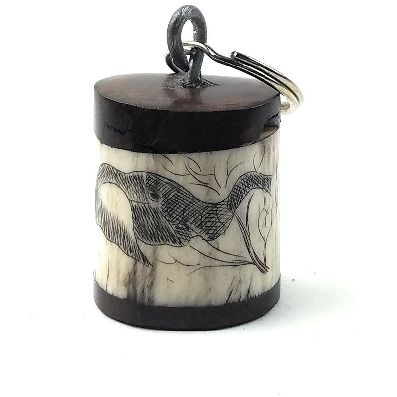 Handmade African Scrimshaw Cow Bone Keychain