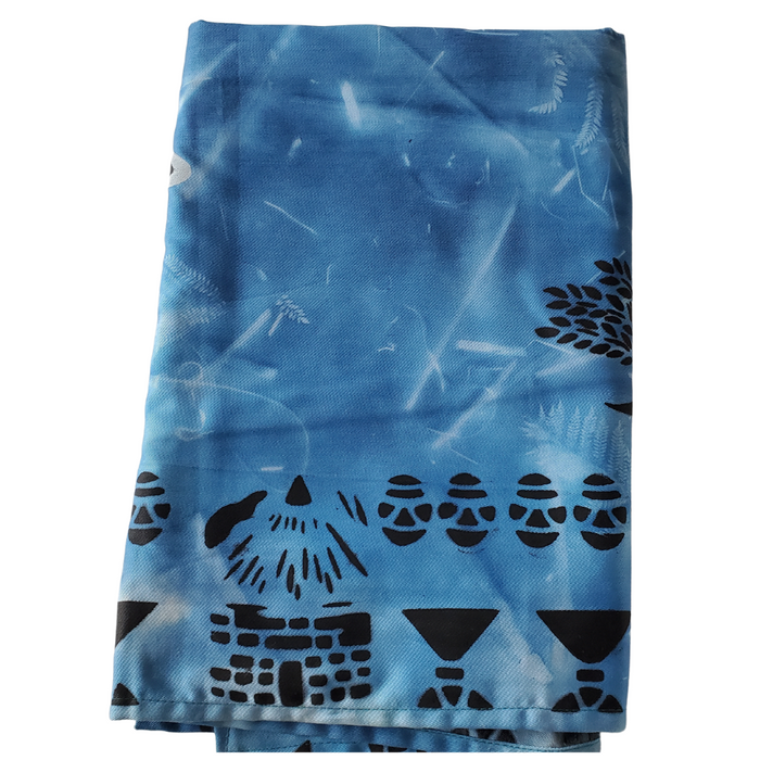 Handmade African Tablecloth – Tie-Dye Blue Guinea Fowl Design | Fair Trade Zimbabwe