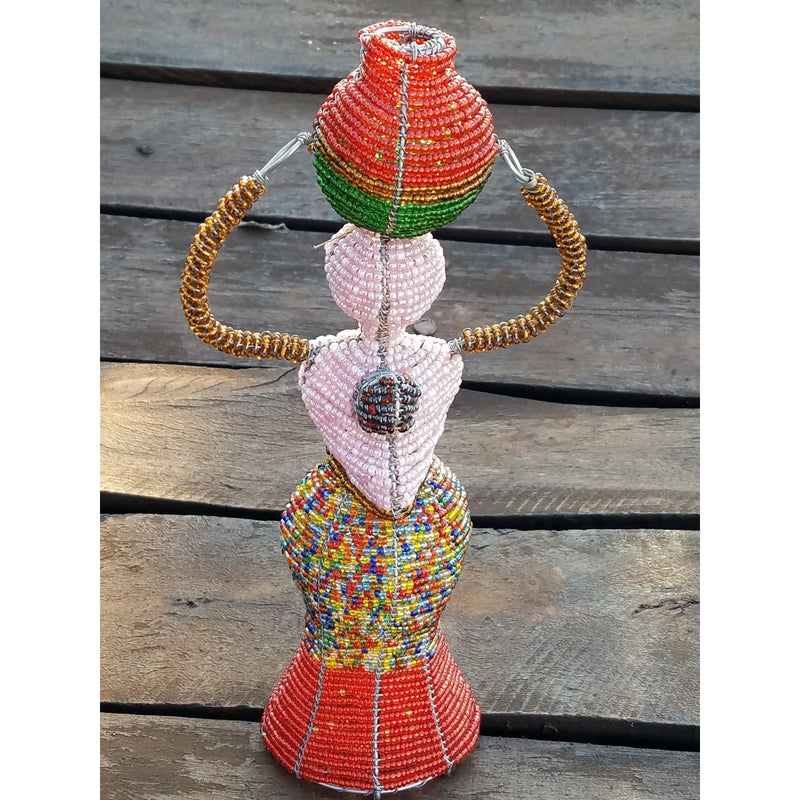 Handmade Beaded Working Mother and Baby Sculpture – Fair Trade Art from Zimbabwe