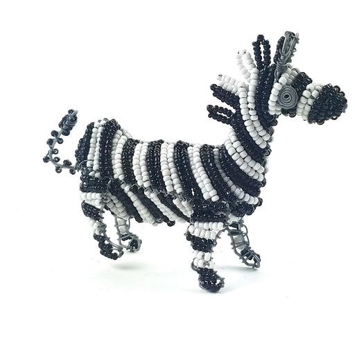 Handmade Beaded Zebra Sculpture – African Wildlife Art from Zimbabwe