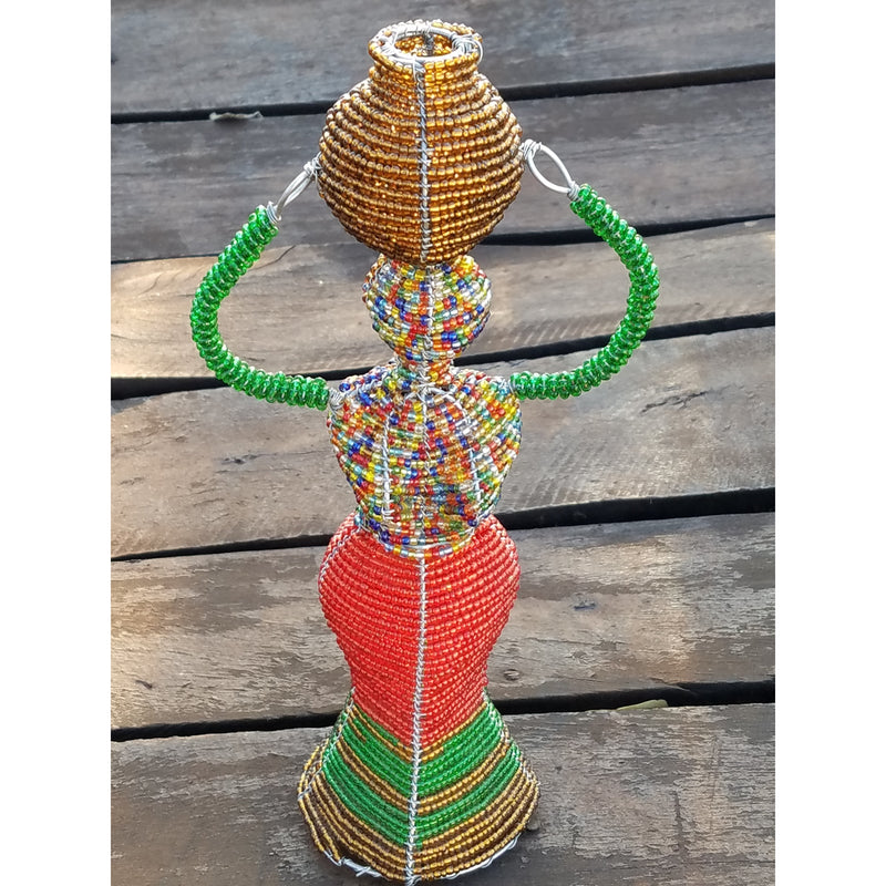 Handmade Beaded Working Mother and Baby Sculpture – Fair Trade Art from Zimbabwe