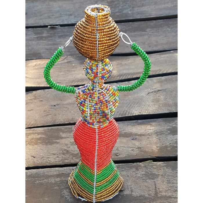 Handmade Beaded Working Mother and Baby Sculpture – Fair Trade Art from Zimbabwe