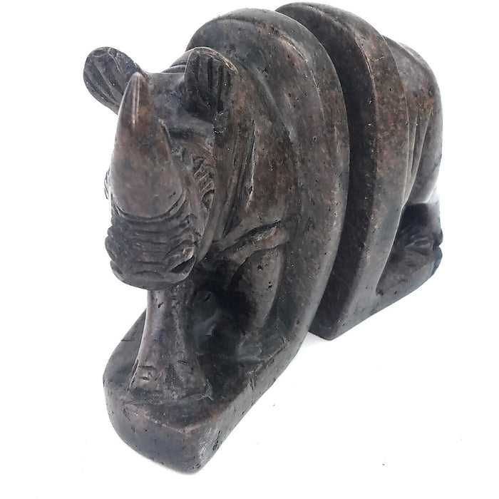 Handmade Brown Rhino Bookends – African Stone Carving