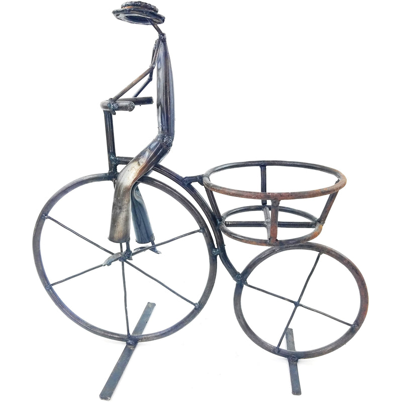 Handmade Recycled Metal Cyclist Sculpture – Zimbabwe Fair Trade Art