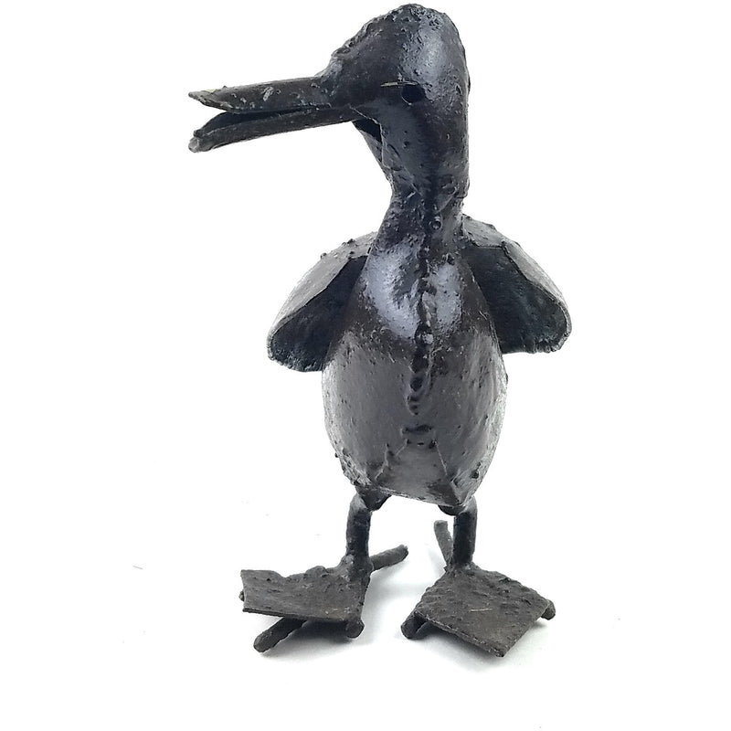 Handmade Recycled Metal Duck Sculpture Facing Forward | African Garden Art