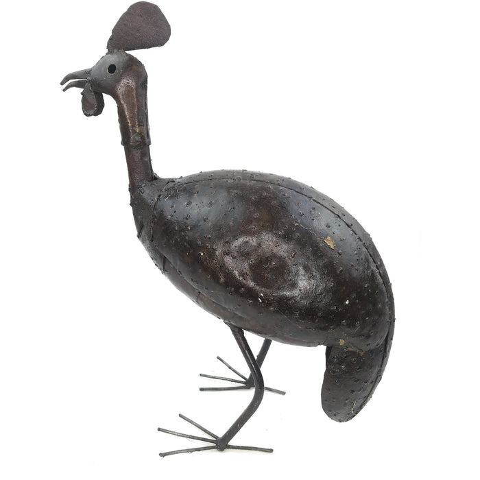Handmade Recycled Metal Guinea Fowl Sculpture | African Fair Trade Art from Zimbabwe