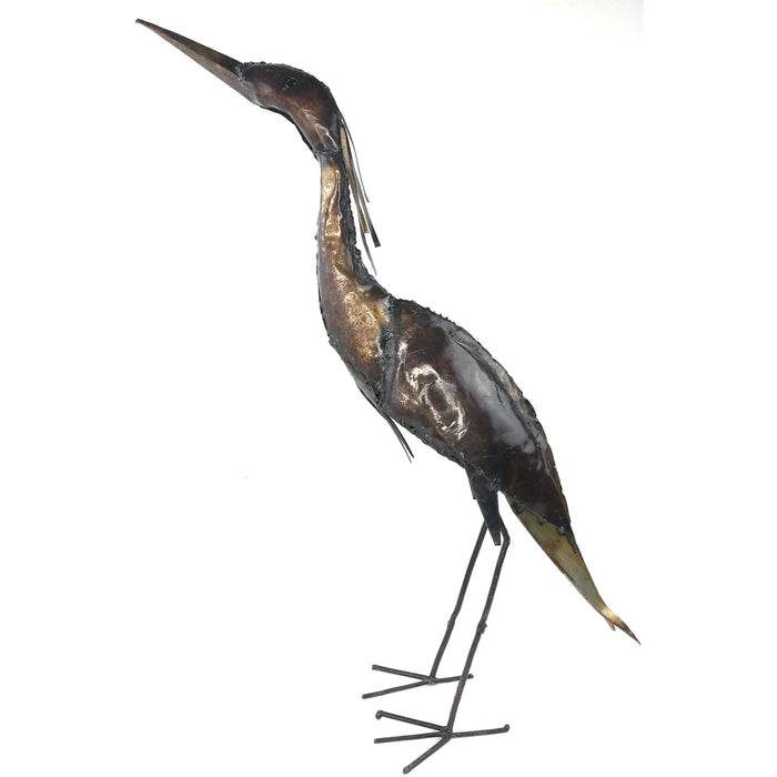 Handmade Recycled Metal Heron Sculpture | Fair Trade African Garden Art