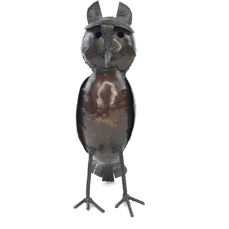 Handmade Recycled Metal Owl Sculpture | Fair Trade Art from Zimbabwe