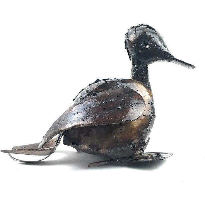 Handmade Recycled Metal Sitting Runner Duckling | Fair Trade Art from Zimbabwe