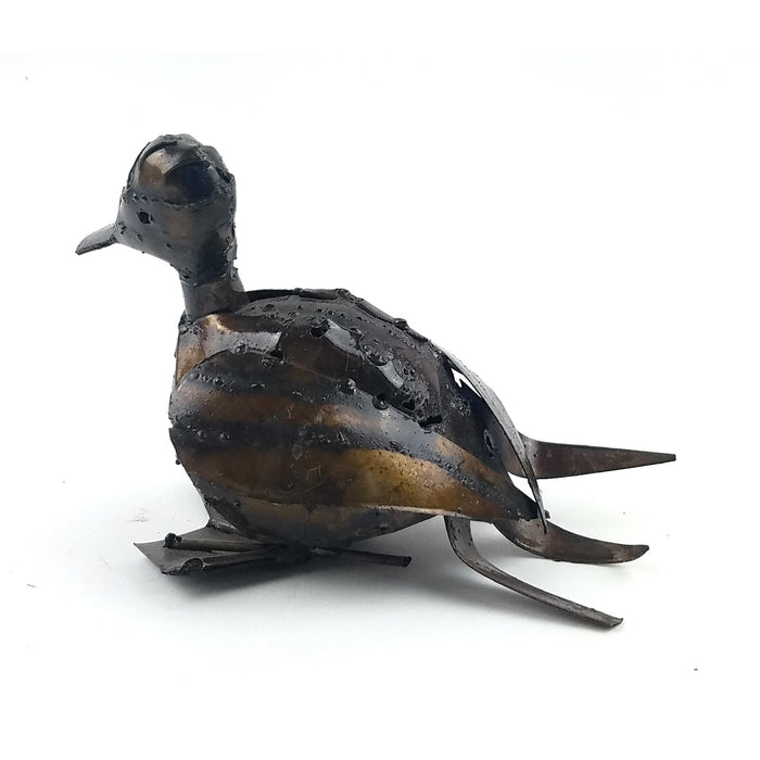 Handmade Recycled Metal Sitting Runner Duckling | Fair Trade Art from Zimbabwe