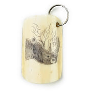 Handmade Scrimshaw Cow Bone Keychain – African Safari Animal Carvings
