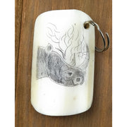 Handmade Scrimshaw Cow Bone Keychain – African Safari Animal Carvings