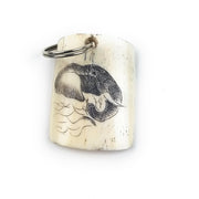 Handmade Scrimshaw Cow Bone Keychain – African Safari Animal Carvings