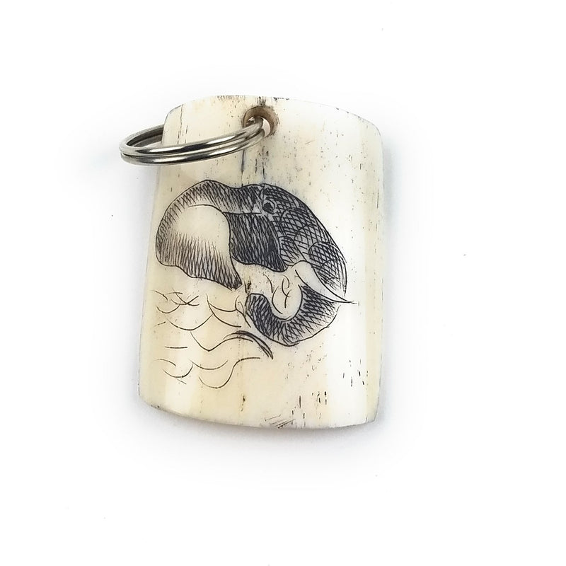 Handmade Scrimshaw Cow Bone Keychain – African Safari Animal Carvings