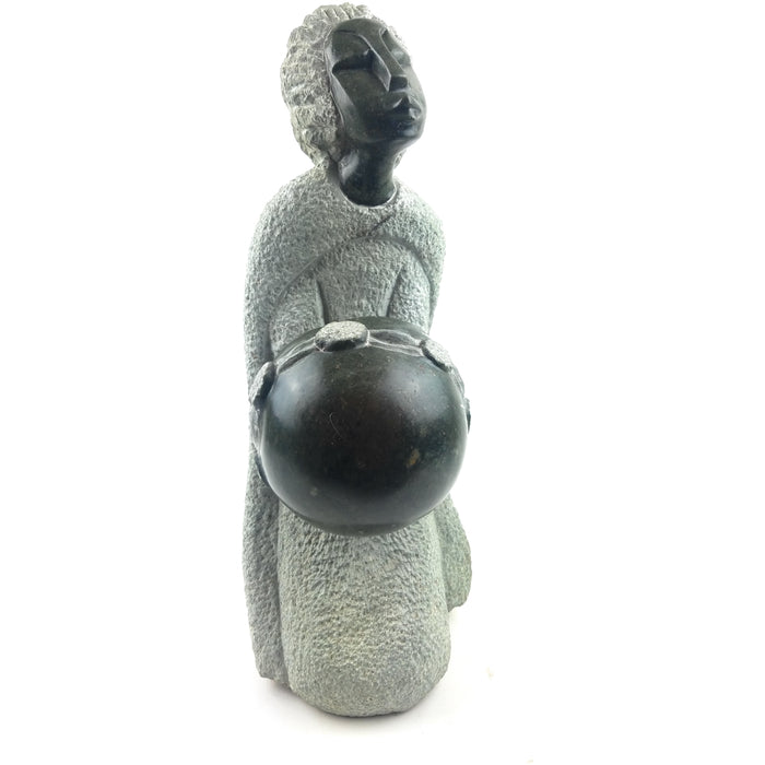 Opal Stone Mbira Player Sculpture | Handmade Shona Art